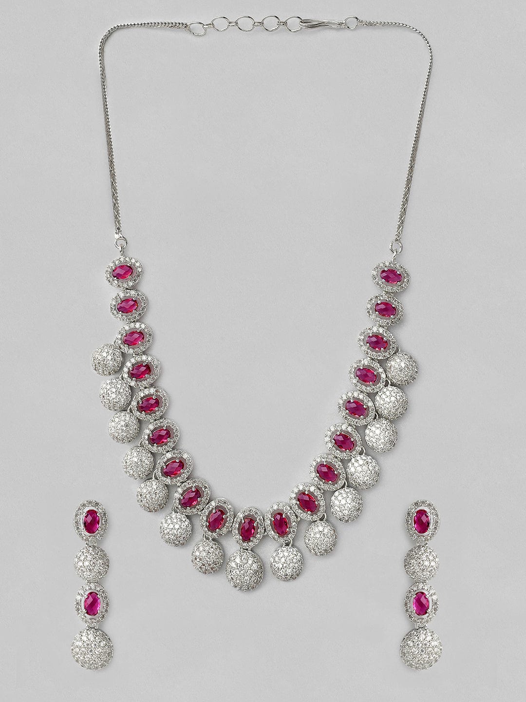 Silver Plated Handcrafted CZ Stone Necklace Set