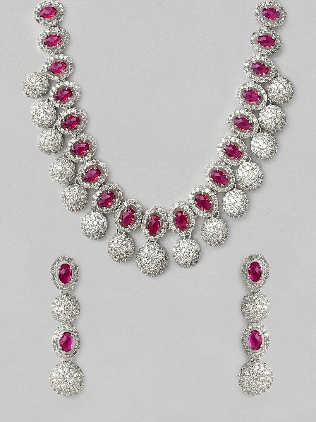 Silver Plated Handcrafted CZ Stone Necklace Set