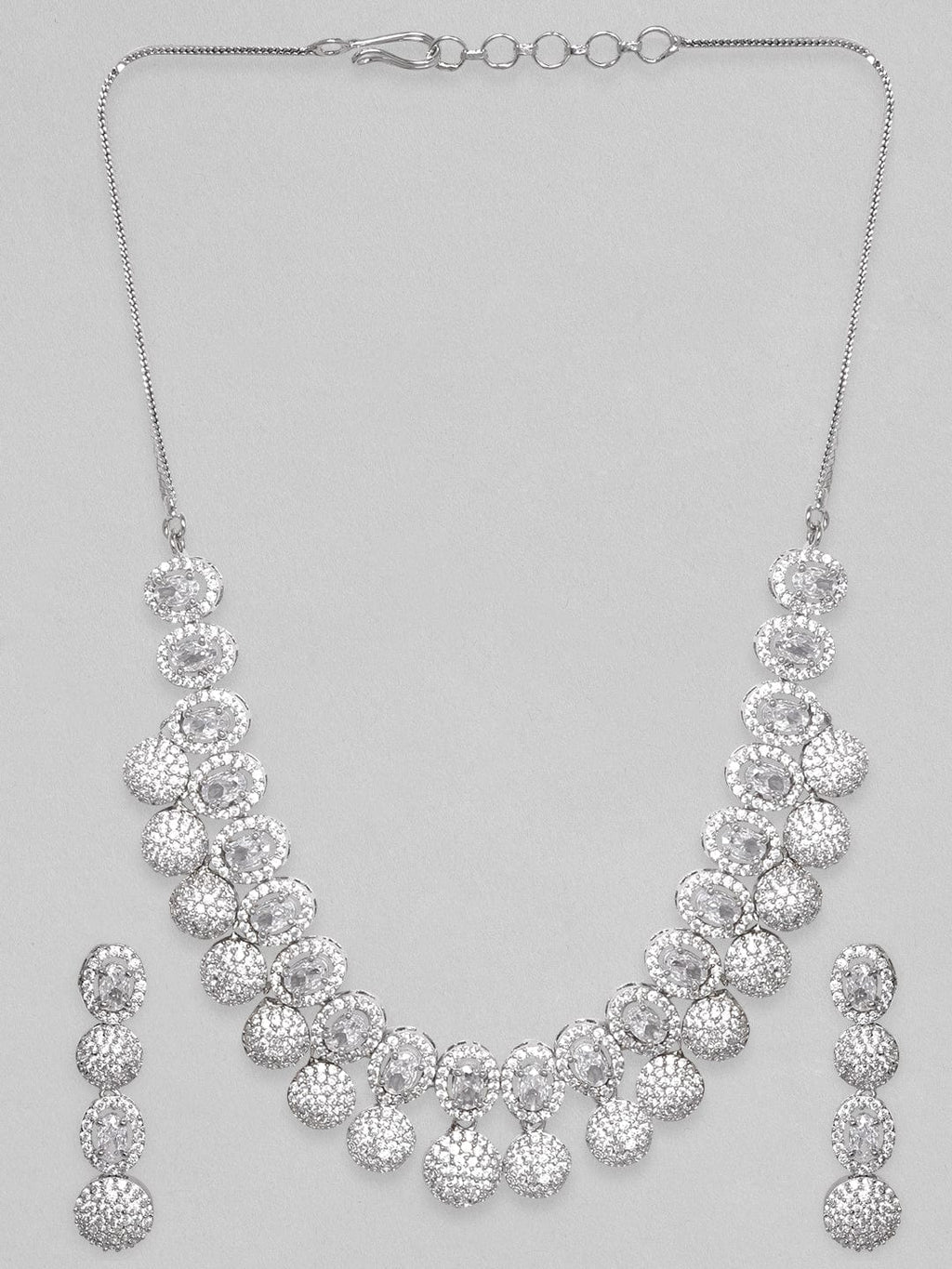 Silver Plated Handcrafted Enchanting CZ Studded Necklace Set