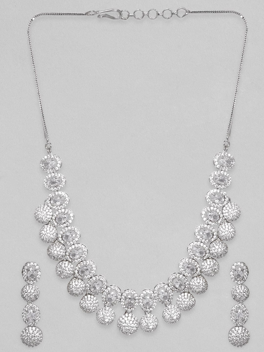Silver Plated Handcrafted Enchanting CZ Studded Necklace Set