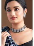 Silver Plated Handcrafted Oxidised Choker Set