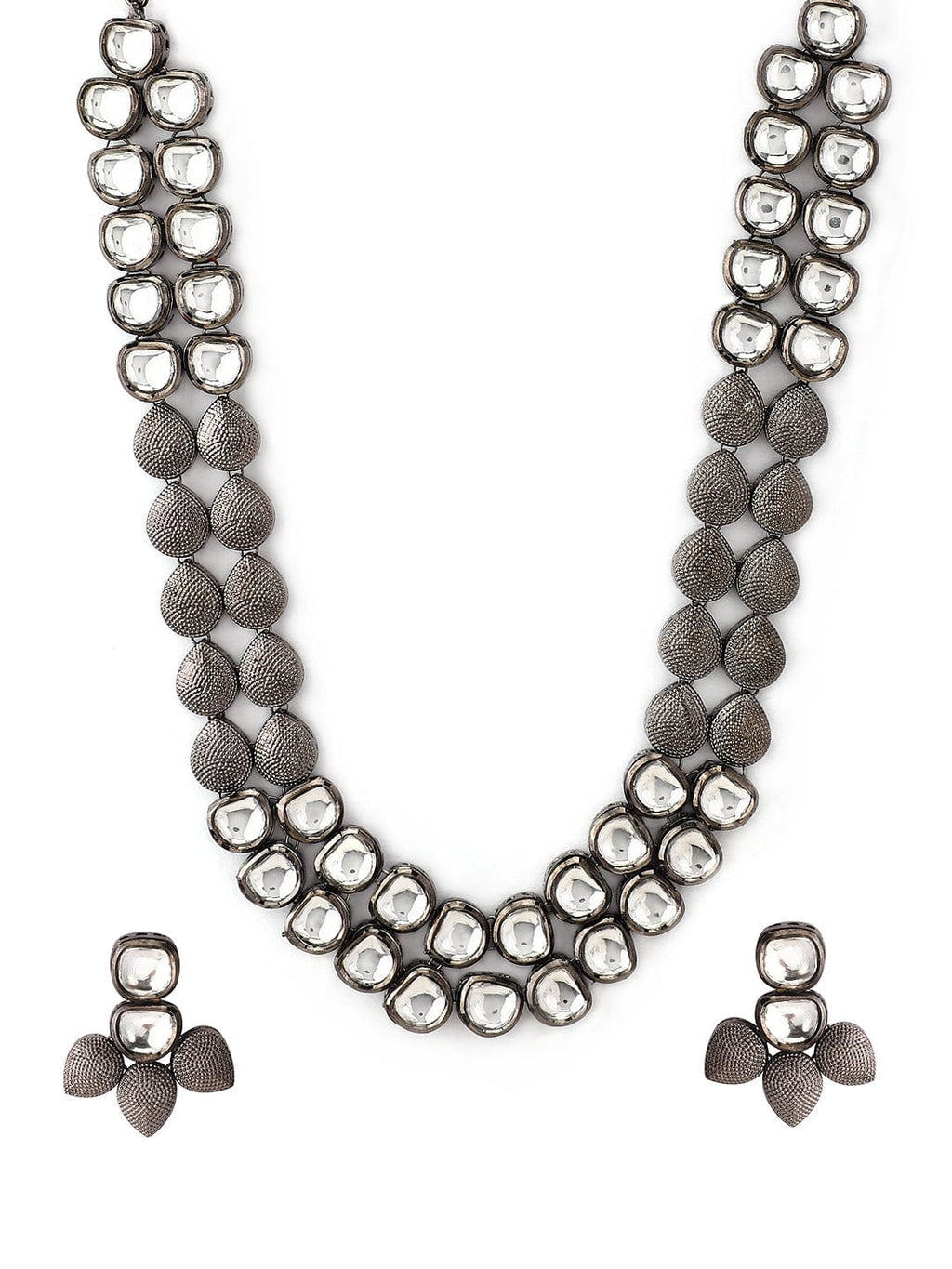 Silver Plated Kundan Handcrafted Necklace Set