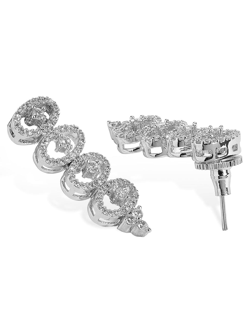 Silver-Plated Necklace Set With American Diamonds