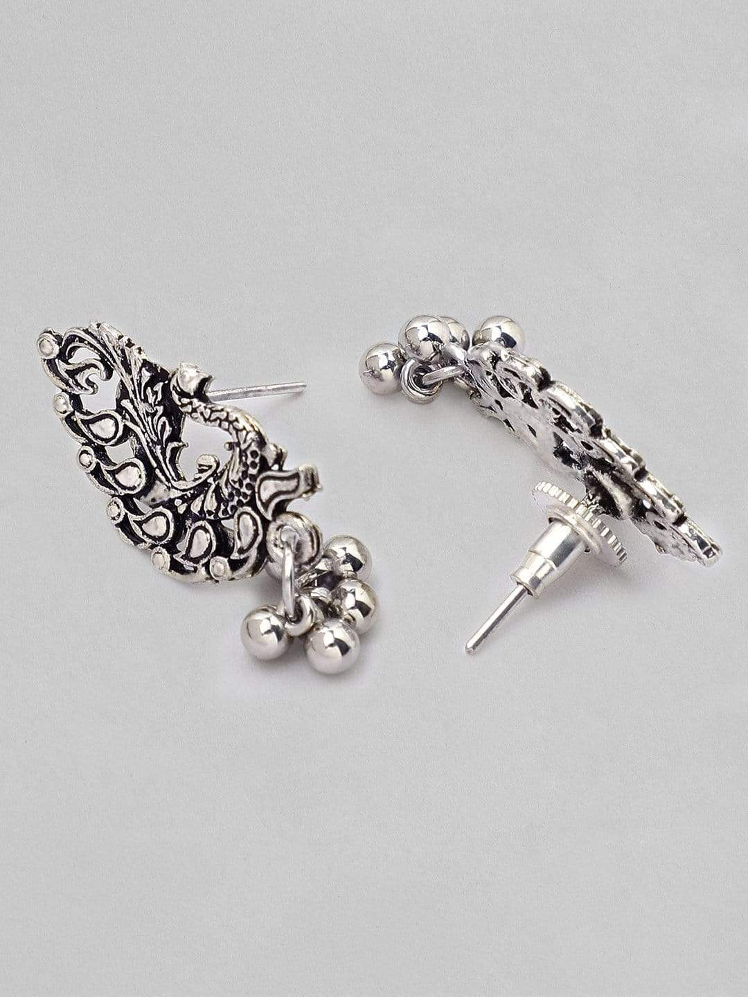 Silver Plated Oxidised Handcrafted Peacock Necklace Set