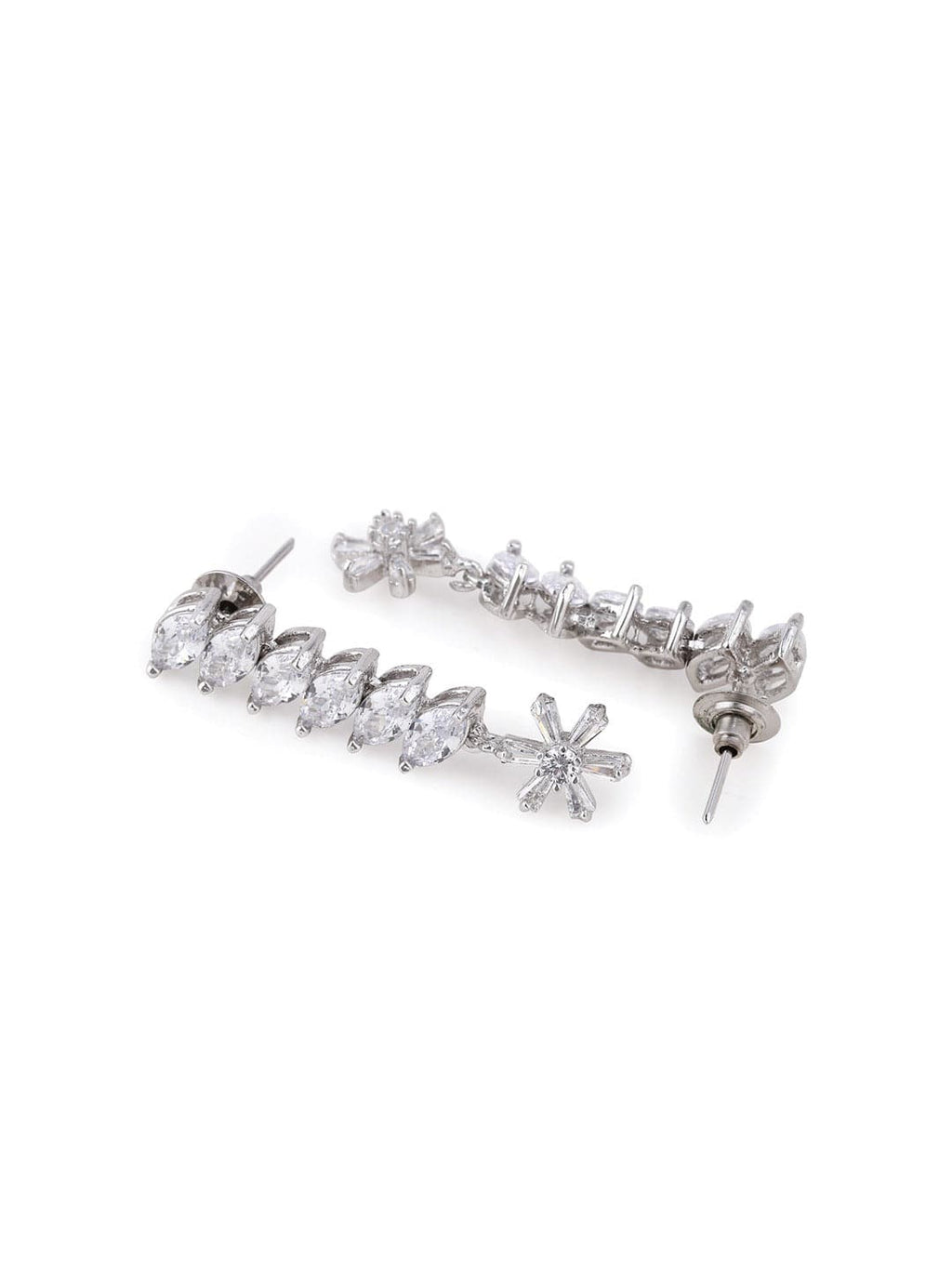 Silver-Plated White CZ Studded Handcrafted Jewellery Set