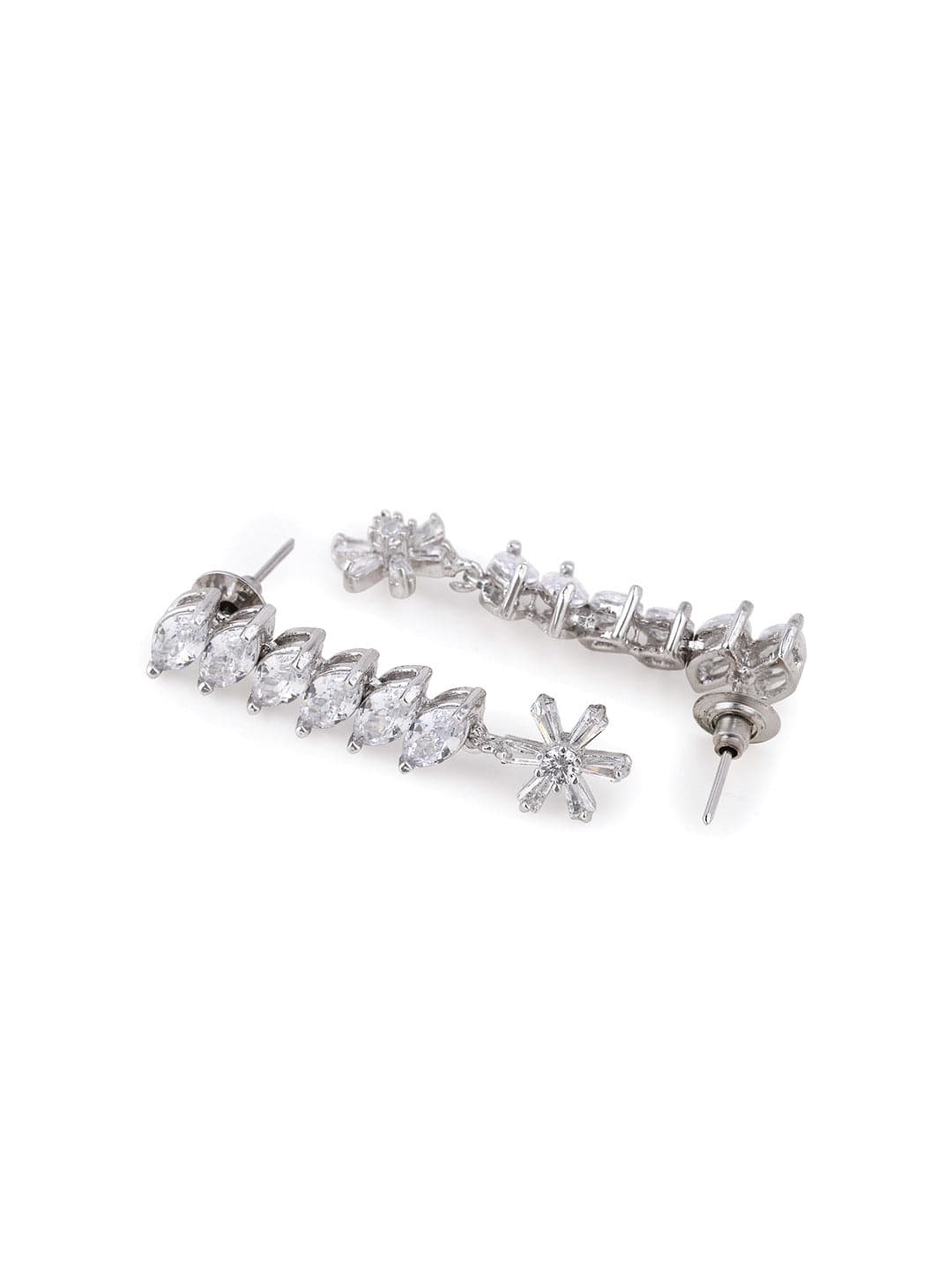 Silver-Plated White CZ Studded Handcrafted Jewellery Set