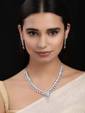 Silver-Plated White CZ Studded Handcrafted Jewellery Set