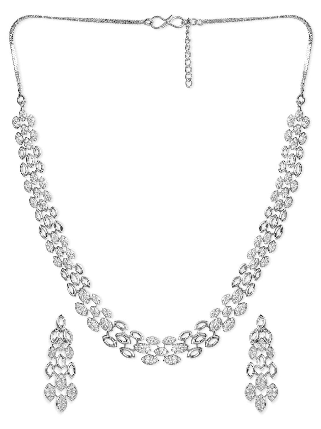 Silver Plated Zirconia Stone Studded Handcrafted Necklace Set