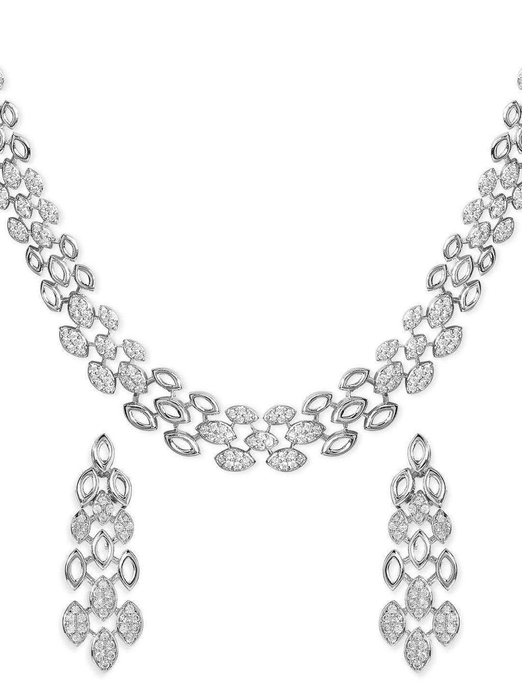 Silver Plated Zirconia Stone Studded Handcrafted Necklace Set