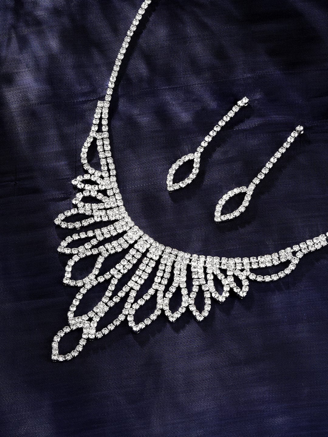 Stardust Symphony Silver Tone AD Necklace