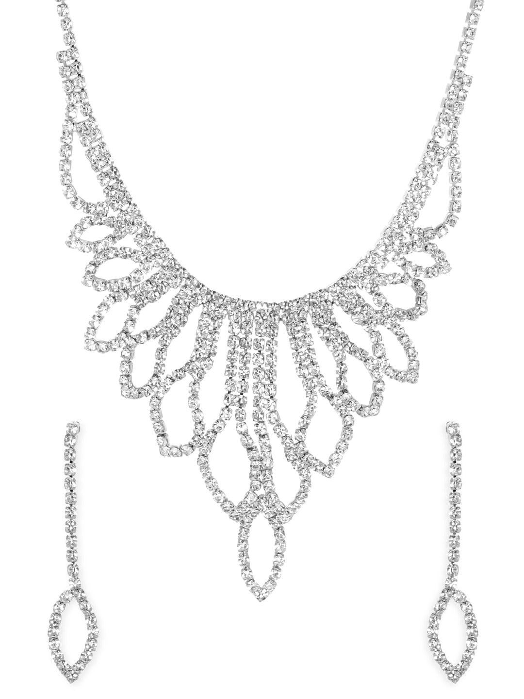 Stardust Symphony Silver Tone AD Necklace