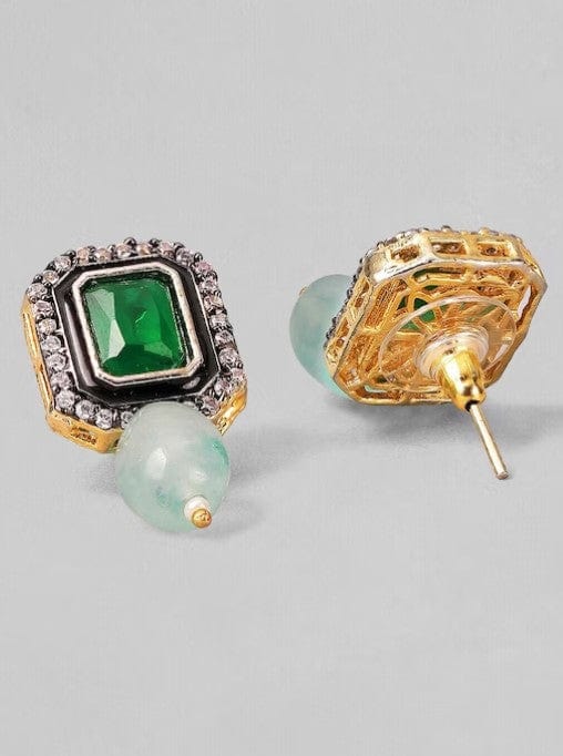 Studded Green and White Beads Choker Set