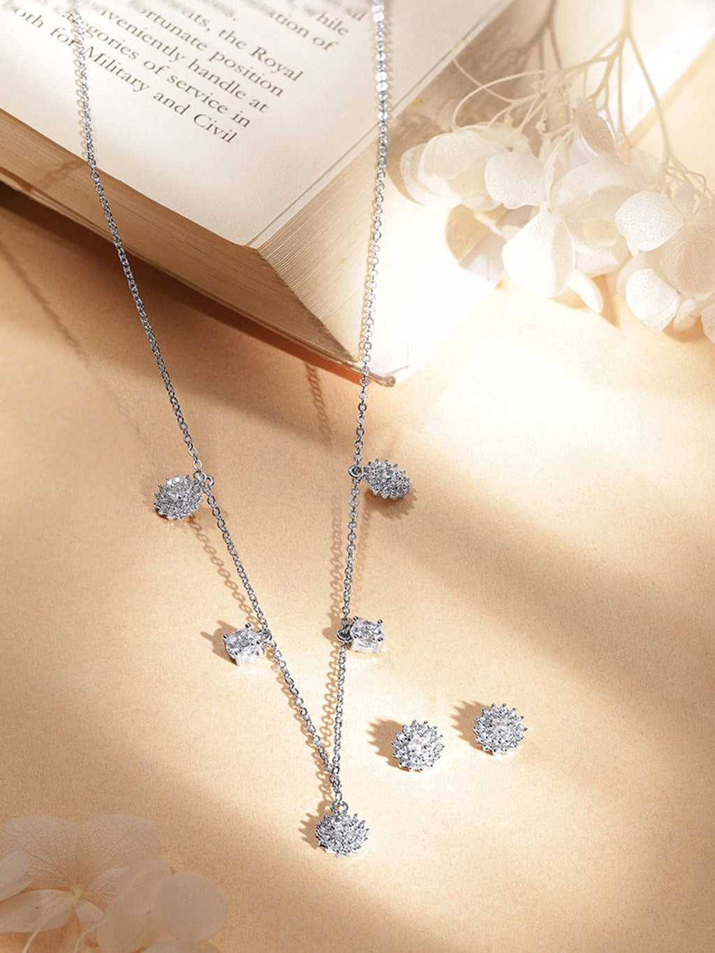 Voguish Rhodium plated Zirconia charms Elegant Necklace Set
