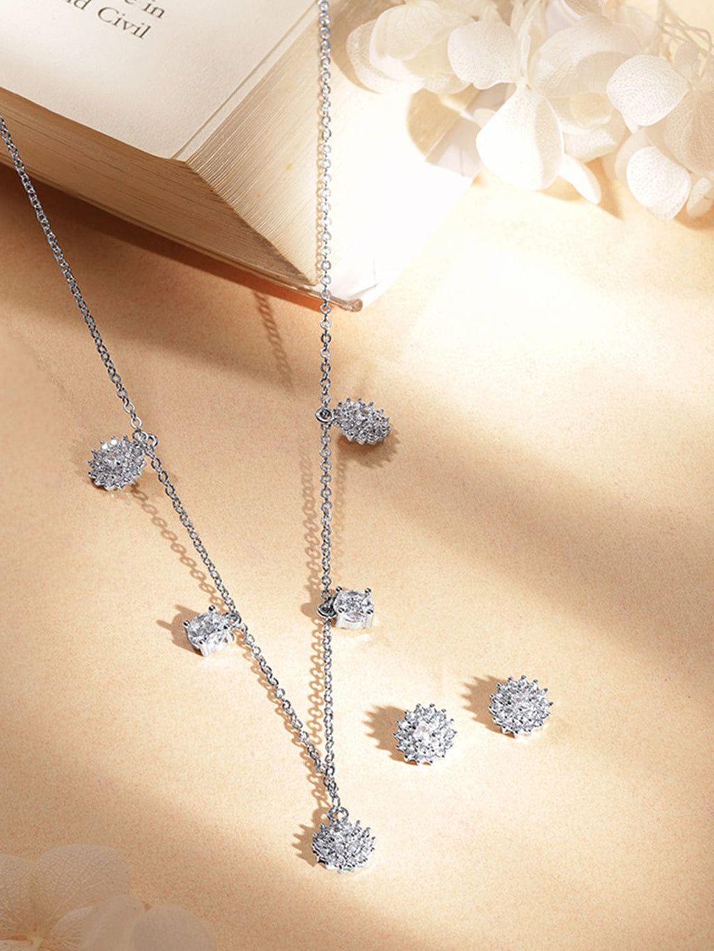 Voguish Rhodium plated Zirconia charms Elegant Necklace Set