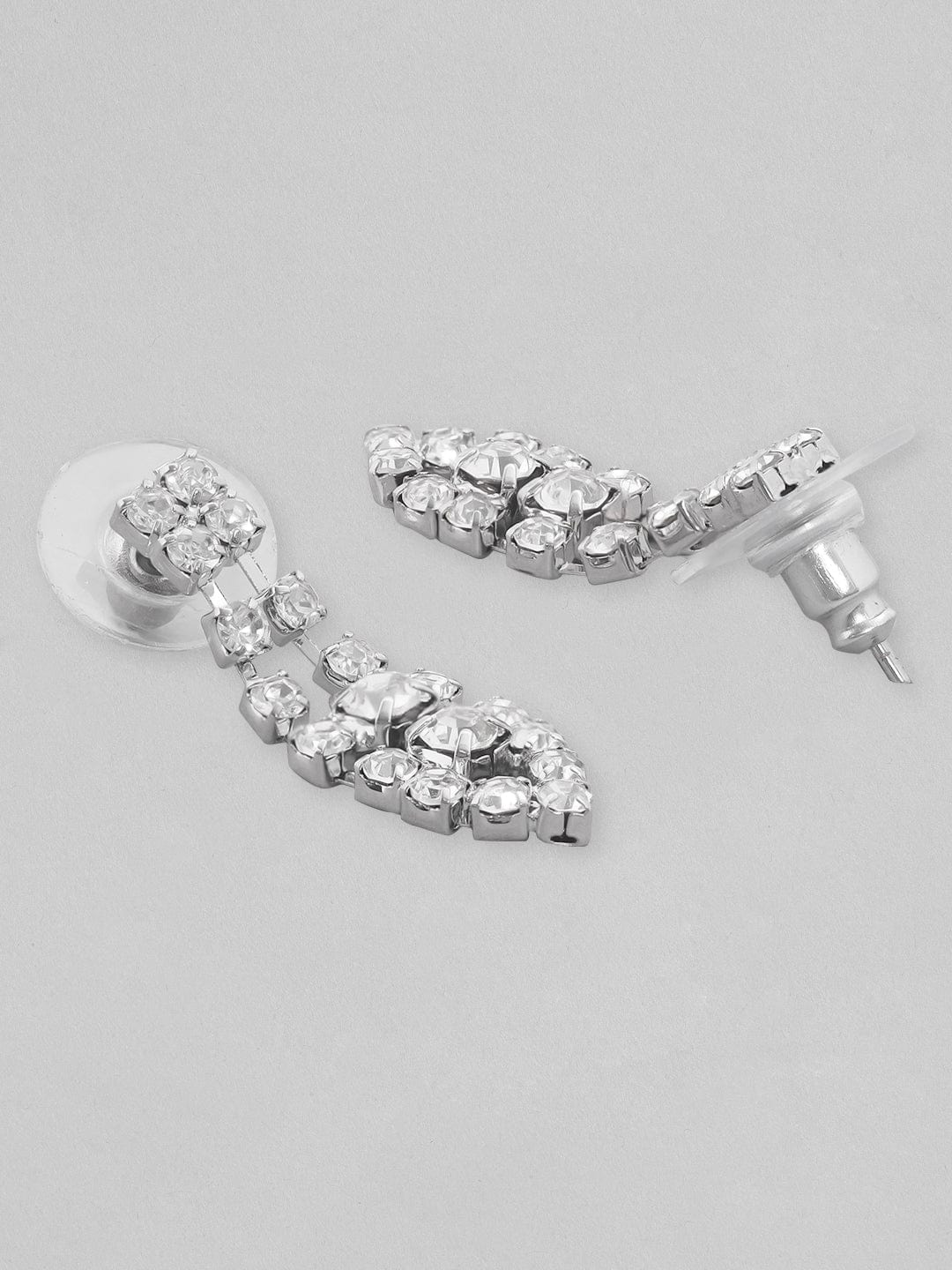 Voguish Silver Toned With Zircon Studded Jewellery Set