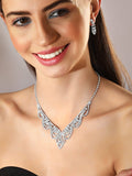 Voguish Silver Toned With Zircon Studded Jewellery Set