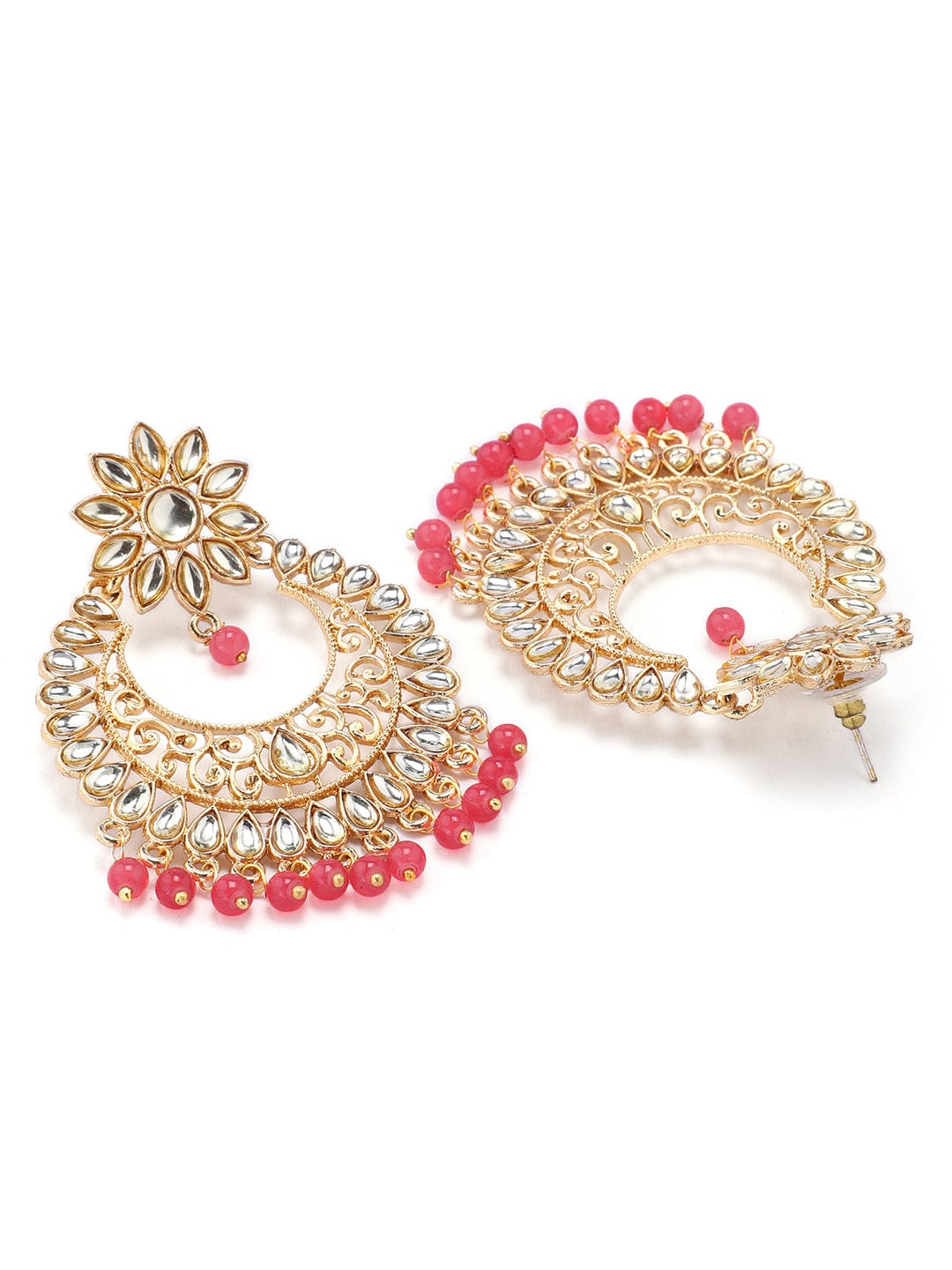Women Gold-Plated & Pink Kundan Meenakari Jewellery Set