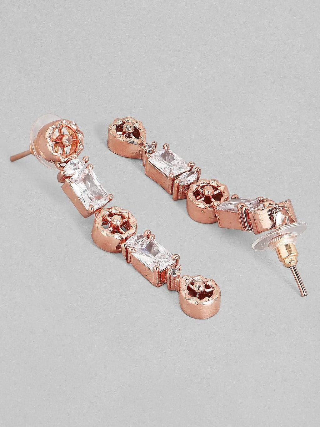 Zircon Studded Handcrafted Rose Gold Plated Statement Necklace Set