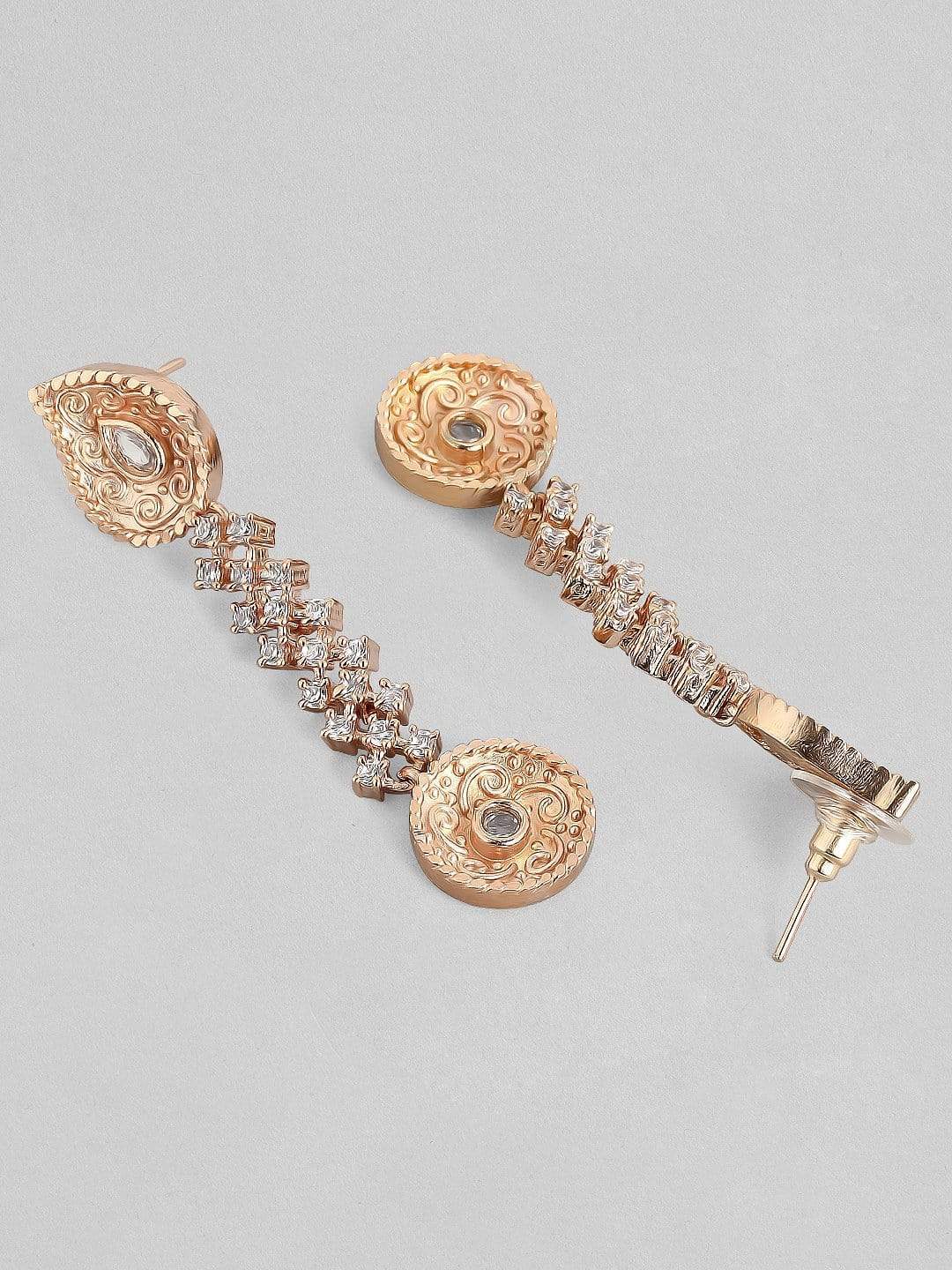 Zircon Studded Handcrafted Rose Gold Plated Statement Necklace Set