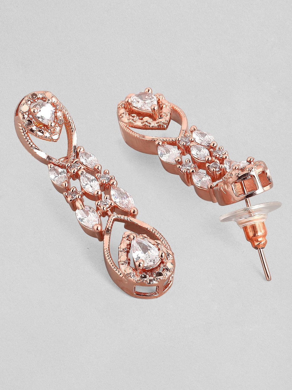 Zircon Studded Handcrafted Rose Gold Plated Statement Necklace Set