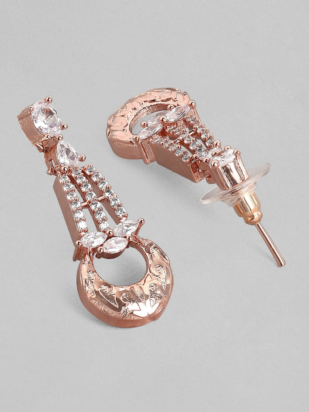 Zircon Studded Handcrafted Rose Gold Plated Statement Necklace Set