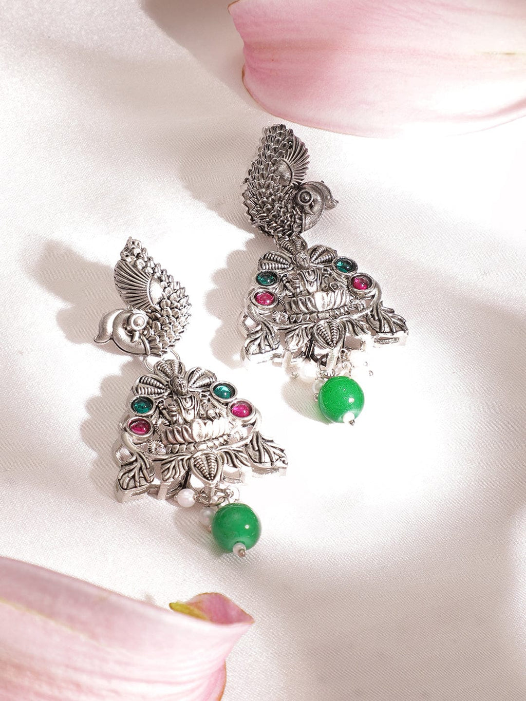 Sacred Radiance Oxidized Silver Tone Temple Necklace Set