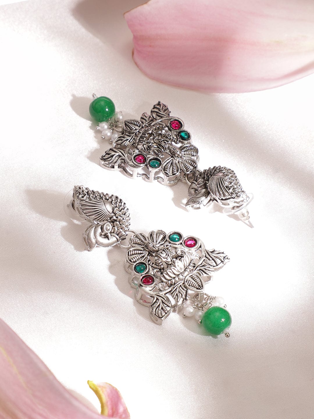 Sacred Radiance Oxidized Silver Tone Temple Necklace Set