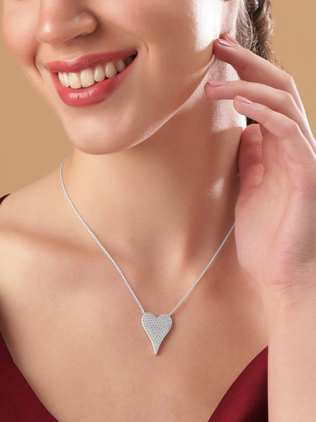 Silver Spectacular Silver Symphony AD Necklace